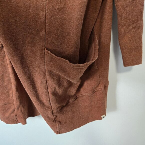 Pact Size S/M 100% Organic Cotton Open Front Airplane Cardigan Bake Clay Brown - Picture 4 of 10
